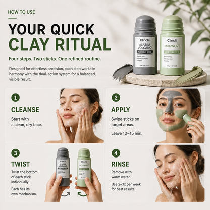 The Dual Clay System For Pores, Oil & Blemish-Prone Skin.